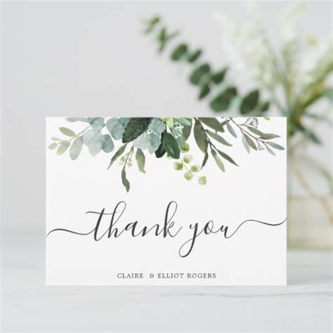 Eucalyptus Green Foliage Thank You Card Zazzle