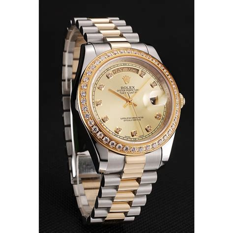 Schweizer Rolex Day Date Champagne Dial Gold Diamant Kasten Zwei Ton