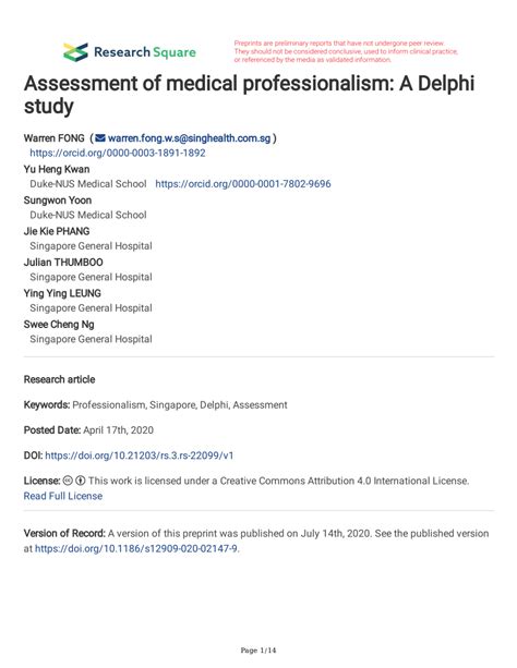 PDF Assessment Of Medical Professionalism A Delphi Study