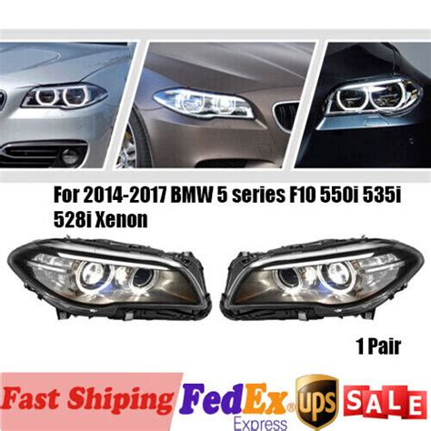 For 2014 2017 BMW 5 Series F10 550i 535i 528i Xenon Pair Headlights HID