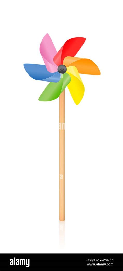 Colorful Pinwheel Spinning Toy With Wooden Stick Illustration On