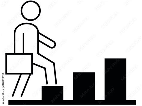 Man On Stairs Going Up Icon Promotion Symbol Business Man Going Up