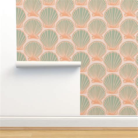 Removable Wallpaper Swatch Pink Sun Sand Summer Beach Sea Clam