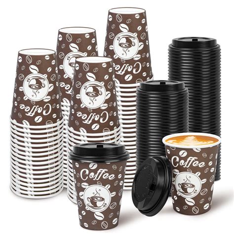 Treamon Hot Coffee To Go Paper Cups with Lids, Disposable, 12 oz, 50 Count - Walmart.com