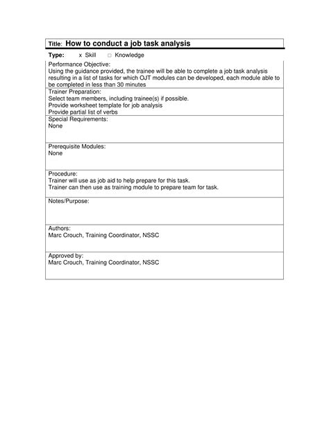 Job Aid Template Examples Pdf Template