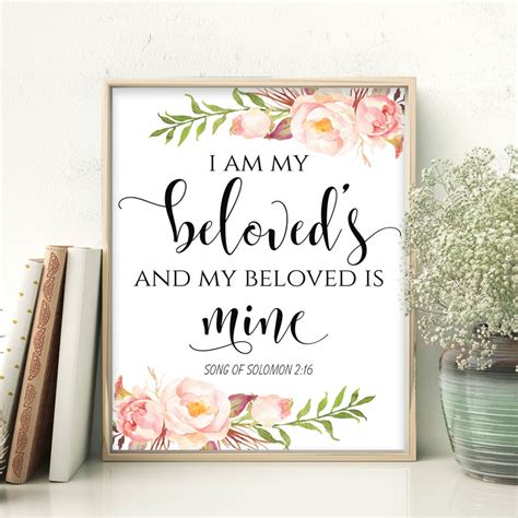 Bible Verse Printable I Am My Beloveds And My Beloved Is Mine Etsy