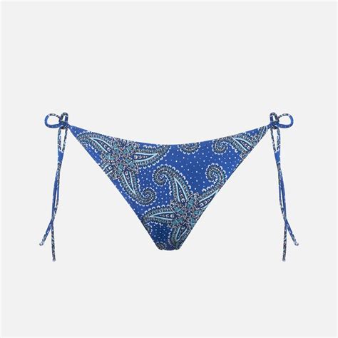 Woman Blue Swim Briefs With Paisley Pattern Mc2 Saint Barth