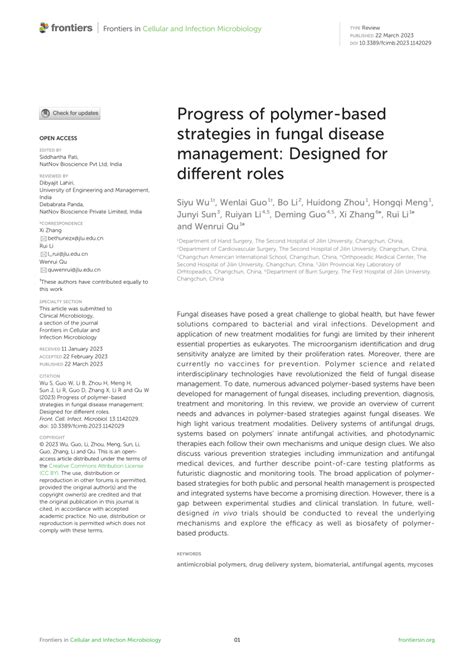 Pdf Progress Of Polymer Based Strategies In Fungal Disease Management