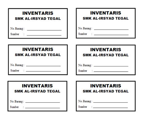 Contoh Stiker Inventaris Barang Cara Membuat Label Kode Barang Images