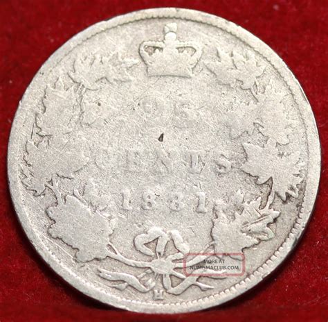 1881 H Canada 25 Cents Silver Foreign Coin S H