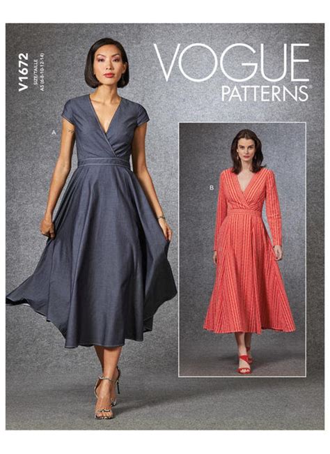 Vogue V Sewing Pattern Misses Dress Misses Deep V Neck Etsy