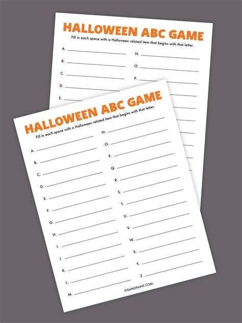 Free Printable Halloween ABC Game - Pjs and Paint