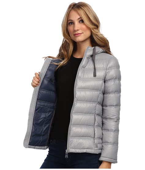 Calvin Klein Zipfront Puffy Packable Down Jacket In Metallic Lyst