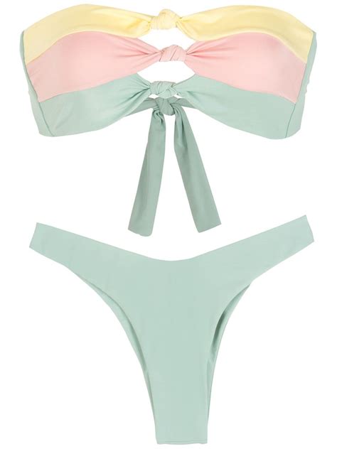 Brigitte Knot Detail High Leg Bikini Set Multicolour Editorialist