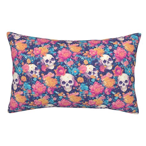 Adobk Colorful Skull Flower Daisy Print Pillow Cases Standard Size