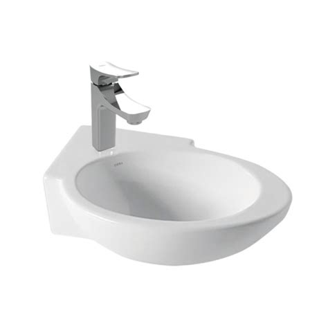 Cera Clotin Right 420 X 280 Snow White Wall Hung Wash Basins Without