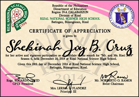 Certificate Of Appreciation Sample For Judges