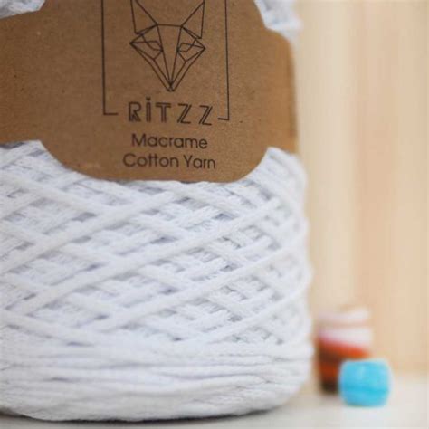 Ritzz Cotton Macrame SLIM 001 White Ritzz Art Hobby Market