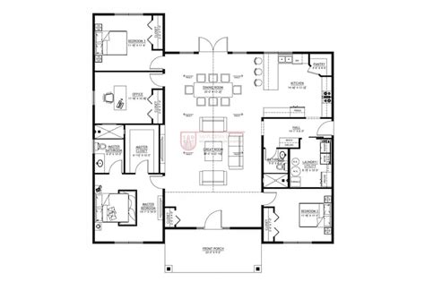 3 Bedroom Barndominium Floor Plan 2 Bath And Office Drawing Blueprints 244svd 2000 Sf Etsy