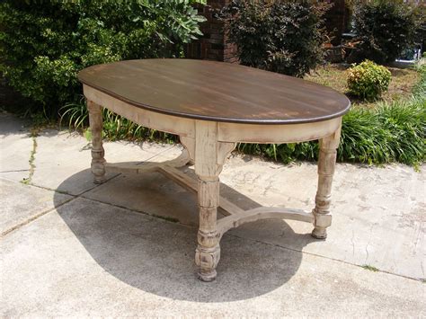 Oval Dining Table Completely Handcrafted Distress Brown Top And