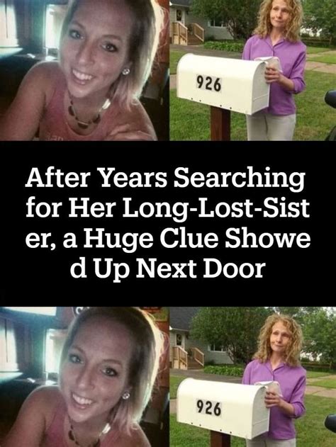 A Woman Holding A Mail Box With The Words After Years Searching For Her