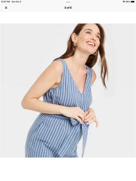 The Nines By Hatch Blue Stripe Sleeveless Tie Maternity Jumpsuit Size