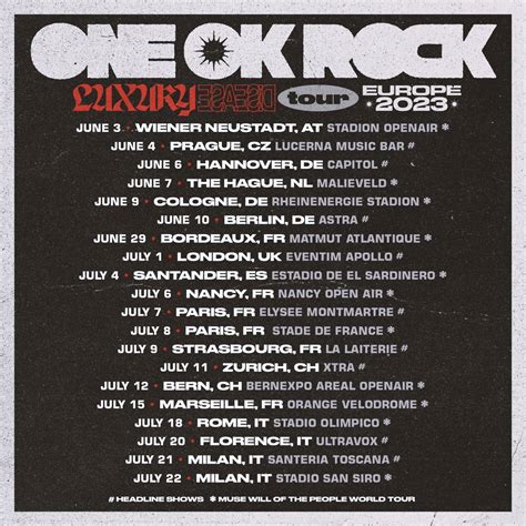 One Ok Rock Luxury Disease Tour Europe 2023 Tour