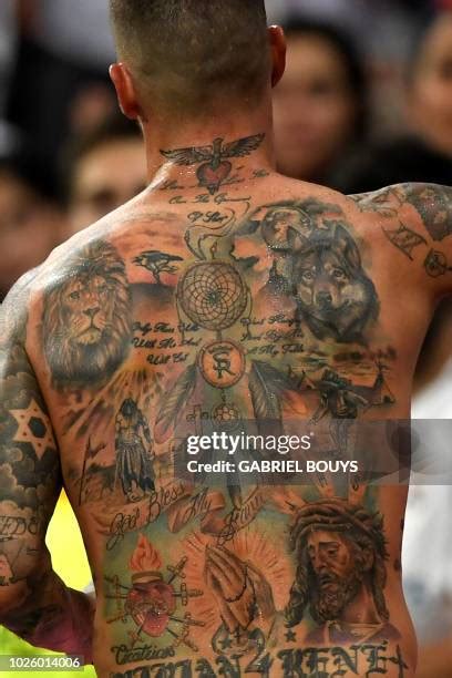sergio ramos tattoo stock  high res pictures  images