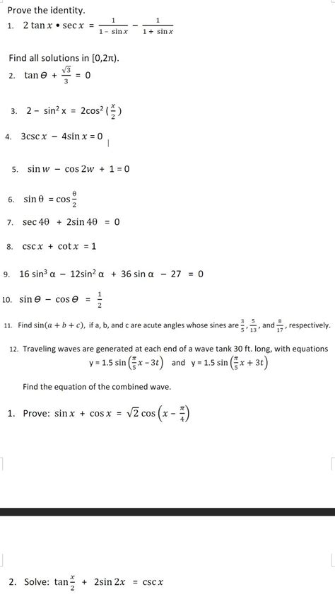 Solved Prove The Identity Tan X Secx Sin X Chegg