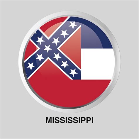 Bandera de botón vectorial del estado de mississippi de ee uu en