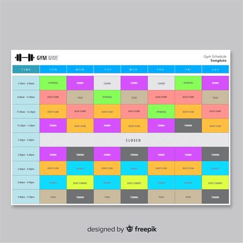 Plantilla Moderna De Horario De Gimnasio Con Dise O Plano Vector Gratis