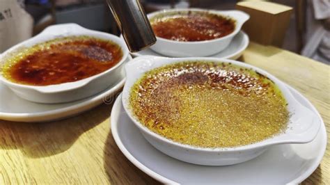 Sweet French Desert Delicious Creme Brulee Stock Footage - Video of ...