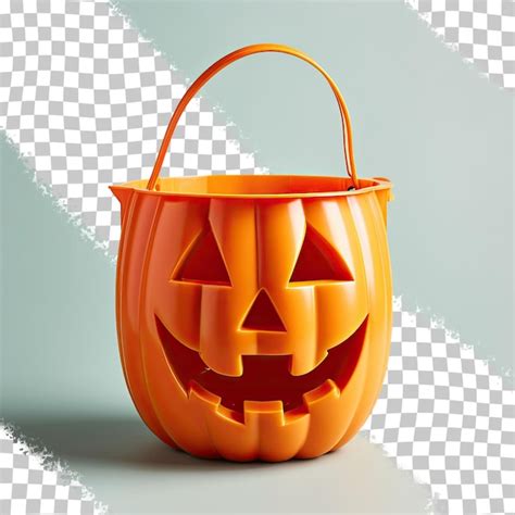 Premium PSD | Orange trick or treat candy bucket with handle ...