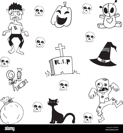 Halloween zombie scary in doodle Stock Vector Image & Art - Alamy