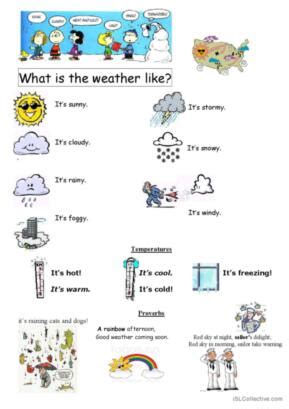 Weather Pictionary Picture Dictionary Or Picture Match