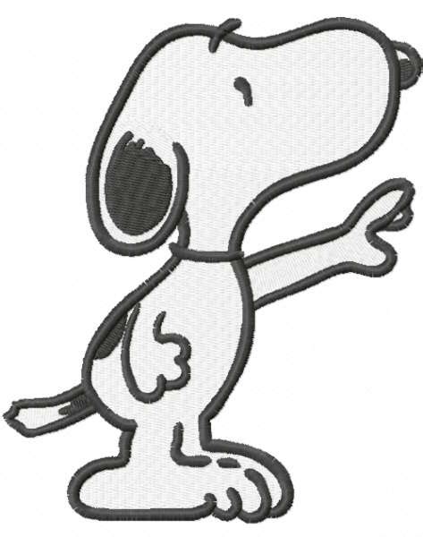 Snoopy waving his paw embroidery design