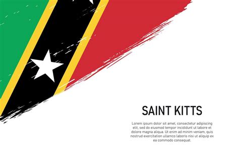 Grunge Styled Brush Stroke Background With Flag Of Saint Kitts