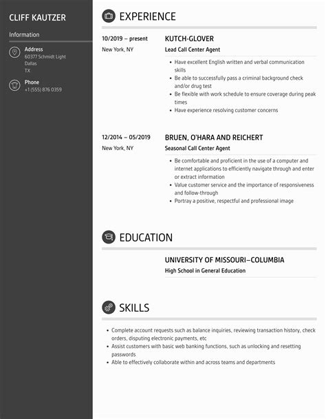 Call Center Agent Resume Samples Velvet Jobs