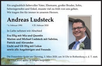 Traueranzeigen Von Andreas Ludsteck Trauer Flz De