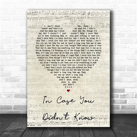 Brett Young In Case You Didnt Know Script Heart Song Lyric Quote Poster