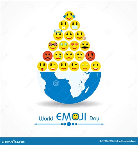 Design De Carte De Salutation De Jour D Emoji Du Monde Illustration De