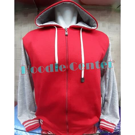 Jual Jaket Hoodie Varsity Zipper Raglan Polos Unisex Pria And Wanita