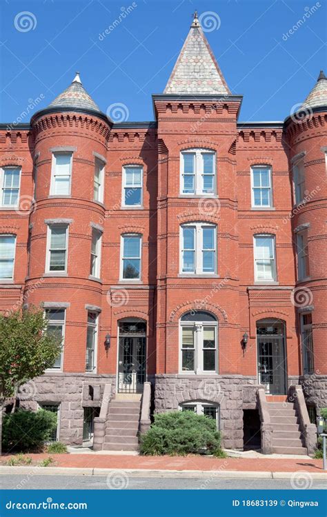 Richardsonian Romanesque Brick Row Home Washington Stock Image Image