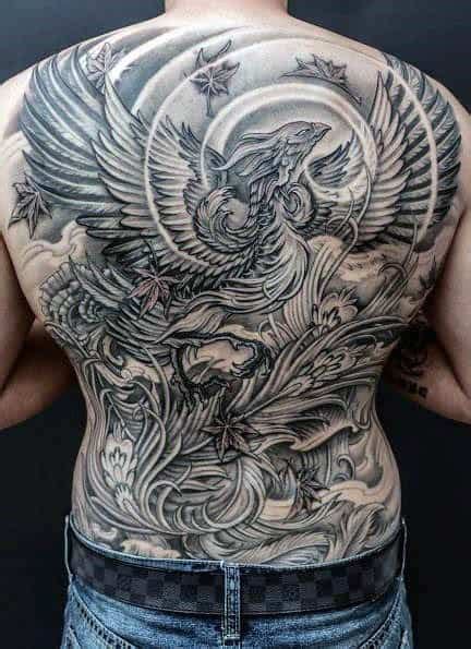 40 Phoenix Back Tattoo Designs For Men - Flaming Bird Ideas