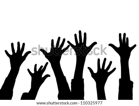 Simple Line Illustration Realistic Happy Hands Stock Vector