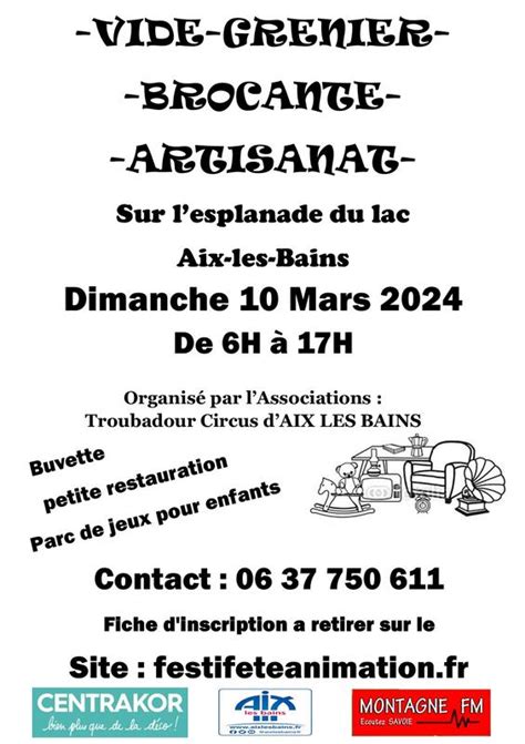 Vide Grenier Brocante Et Artisanat Aix Les Bains 73100 10 Mars 2024