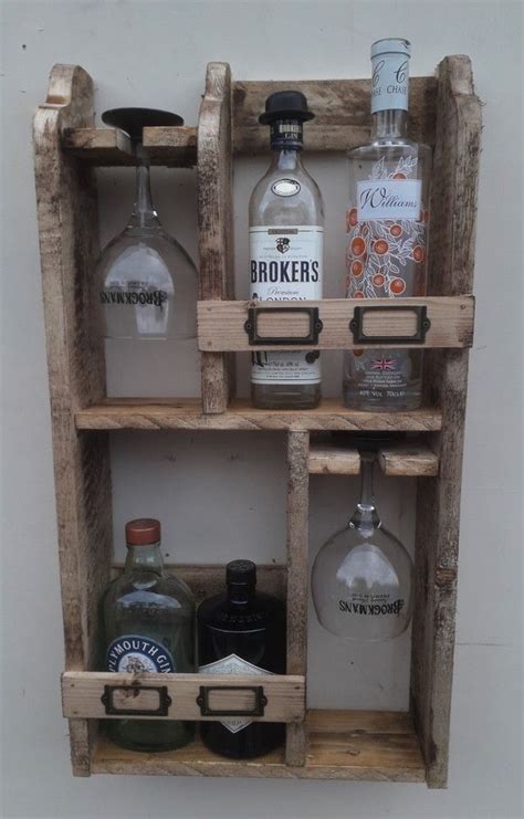 Gin Rack 4 Bottles And 2 Goblet Glasses Storage Rack Diy Wine Rack Wine Rack Wine Glass Rack