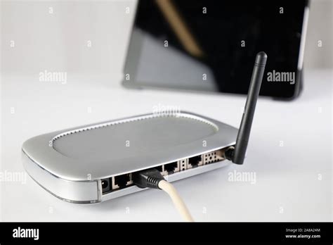 Router Wifi Ethernet Connection Network Port Wireless Closeup Concept