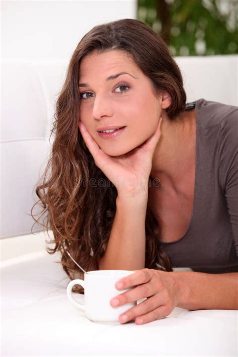 Woman Drinking Coffee Stock Photo Image Of Chin Afternoon 31991496