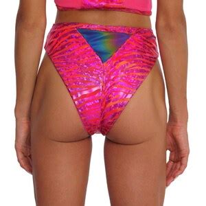 Pink Bikini Festival Lingerie Pink Rave Outfit Women Reflective High Waisted Rave Bottoms Hot